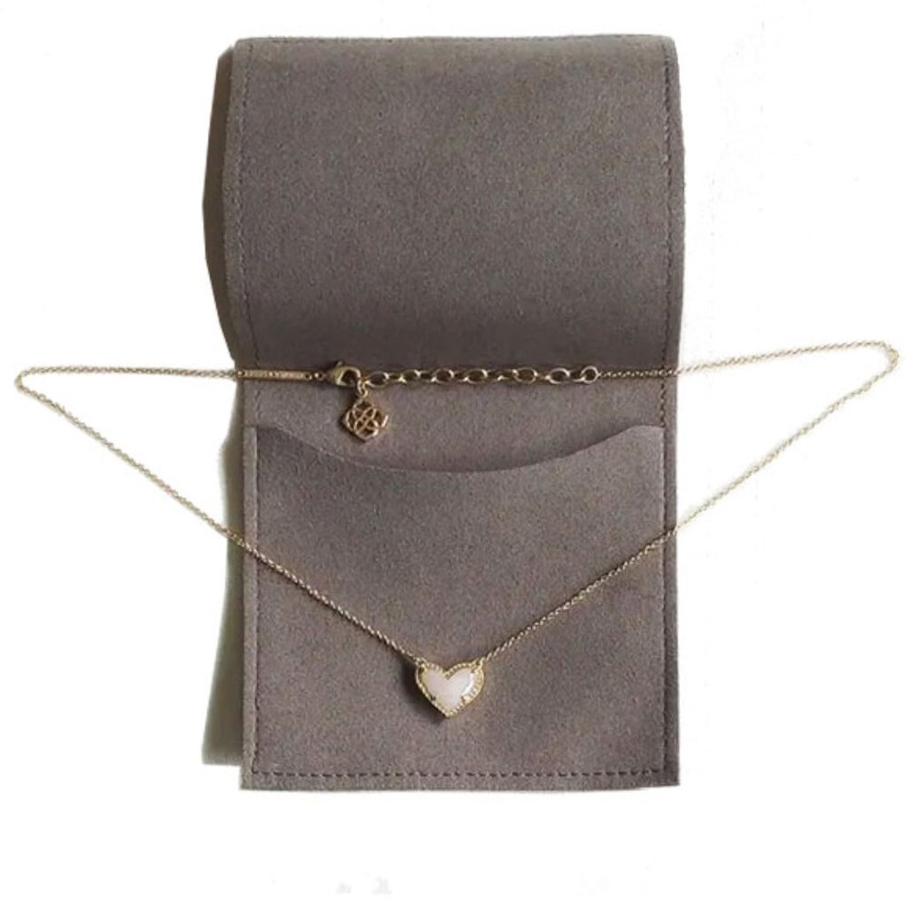 Kendra Scott Ari Heart Gold Pendant Necklace Rose Quartz 16" with 2" Extender